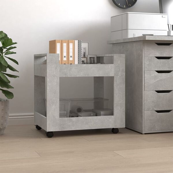 vidaXL Desk Trolley Concrete Grey 60x45x60 cm Engineered Wood