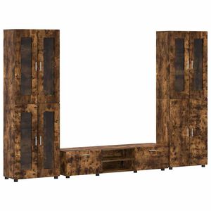 vidaXL TV Cabinet Set with Drawer FLORIN Smoked Oak Engineered Wood