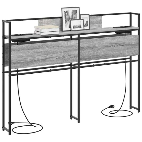 vidaXL Storage Headboard with Shelf Grey sonoma 140 cm Engineered wood