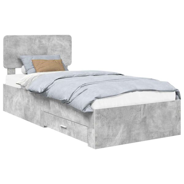vidaXL Bed Frame Concrete Grey 100 x 200 cm Engineered Wood