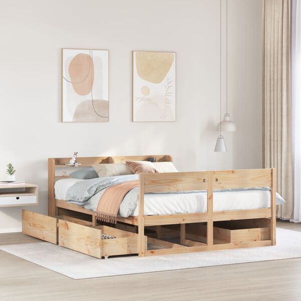 vidaXL Bed Frame without Mattress 135x190 cm Double Solid Wood Pine