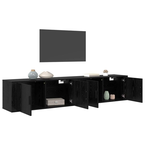 vidaXL Wall-mounted TV Cabinet Set 2 pcs Black Oak 100 x 34.5 x 40 cm