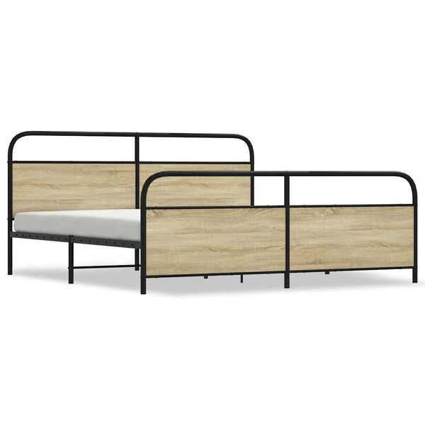 vidaXL Metal Bed Frame without Mattress Sonoma Oak 200x200 cm