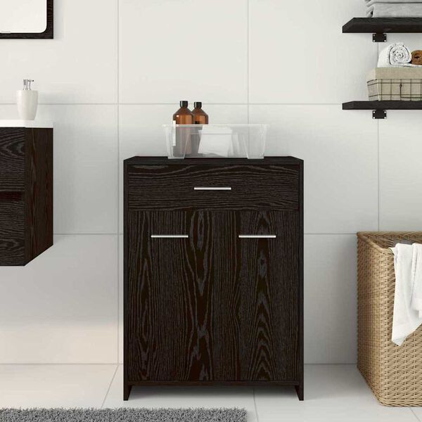 vidaXL Bathroom Cabinet Black Oak 60 x 33 x 80 cm Engineered Wood