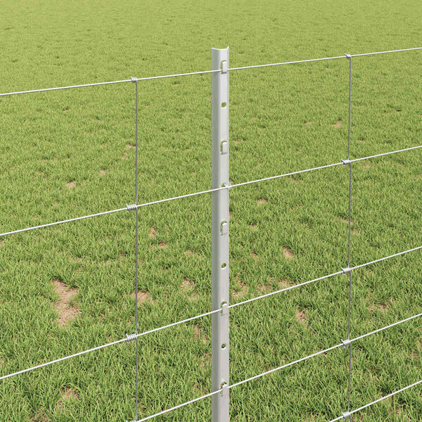 vidaXL Fence with Post Silver 1 x 50 m Steel