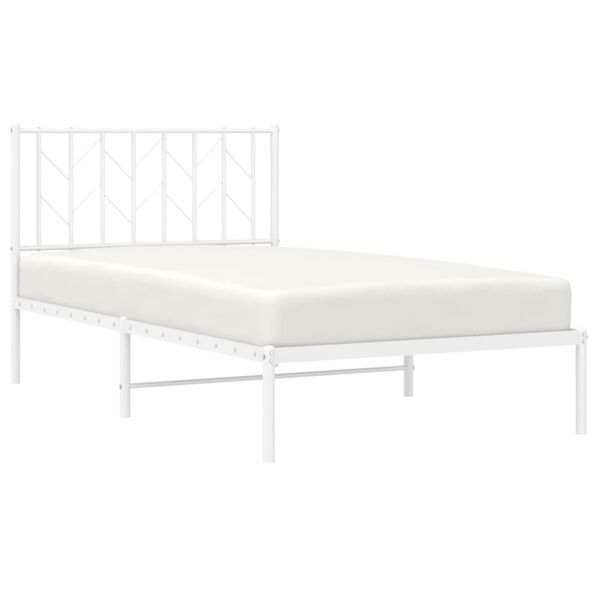 vidaXL Metal Bed Frame without Mattress with Headboard White 100x190cm