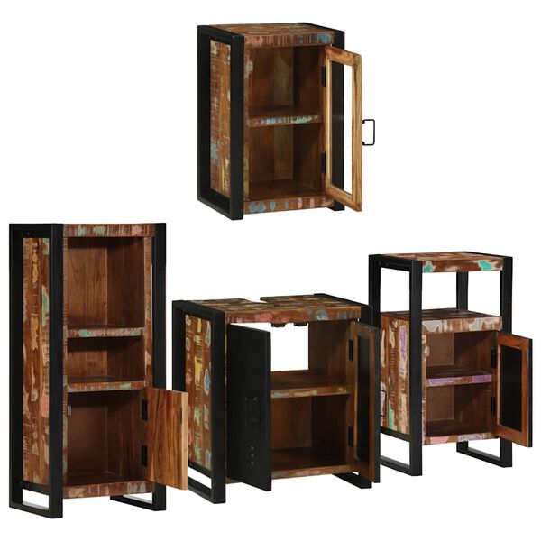 vidaXL Bathroom Furniture Set 4 pcs Multicolour Solid Reclaimed Wood