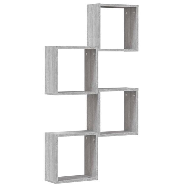 vidaXL Wall Cube Shelves 4 pcs Grey Sonoma 30x15x30 cm
