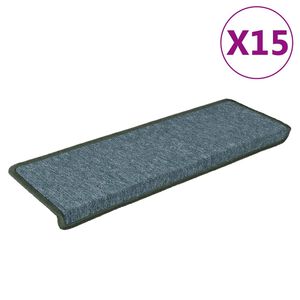 vidaXL Stair Mats 15 pcs 65x21x4 cm Dark Green Rectangular Edge