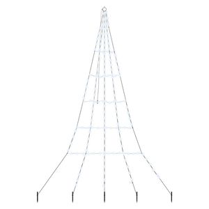 vidaXL LED Christmas Tree with Ground Spikes Cool White 300 cm Metal