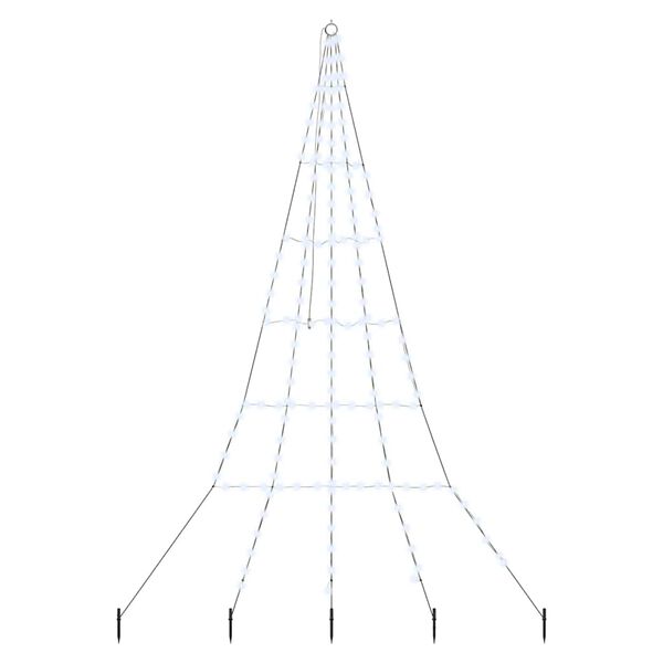 vidaXL LED Christmas Tree with Ground Spikes Cool White 300 cm Metal