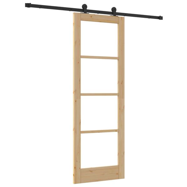 vidaXL Sliding Door ORKDAL Natural and Black 73.5 x 211 cm