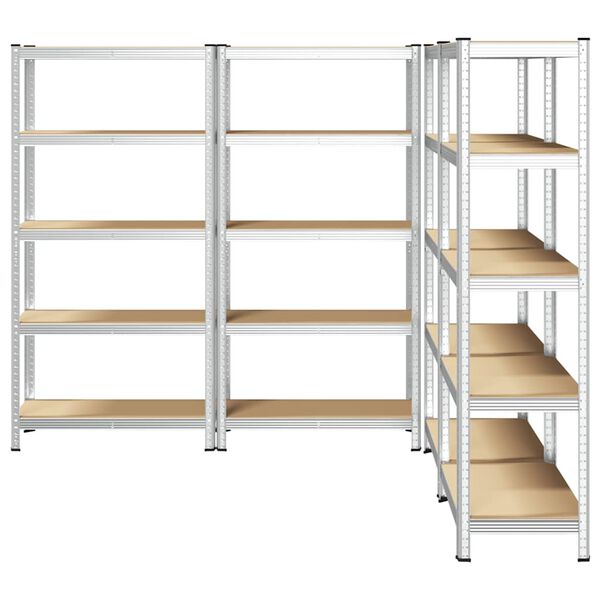 vidaXL 5-Layer Heavy-duty Shelves 4 pcs Silver Steel&Engineered Wood