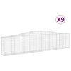 vidaXL Arched Gabion Baskets 9 pcs 400x30x80/100 cm Galvanised Iron