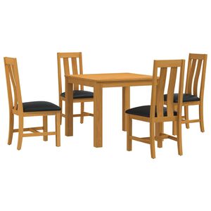 vidaXL Dining Set 5 pcs Black Solid Oak Wood