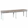 vidaXL Bench 160 cm White Natural Kubu Rattan and Solid Mango Wood