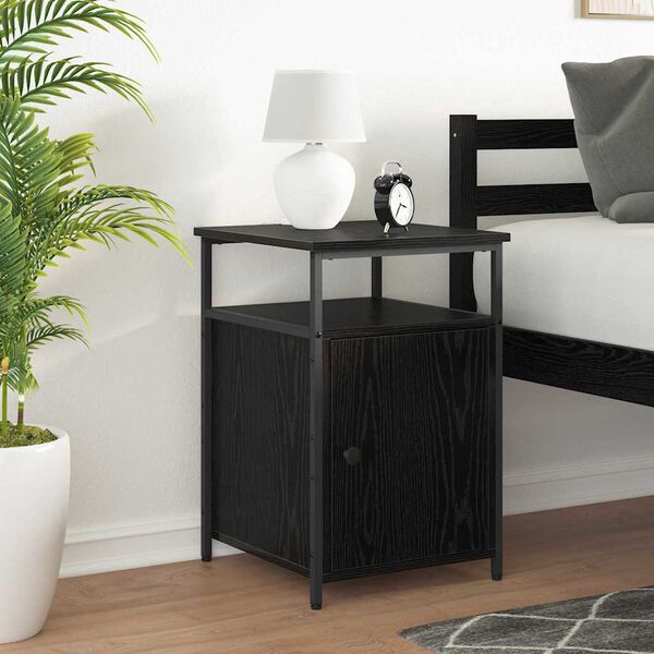 vidaXL Bedside Cabinet Black oak Engineered Wood