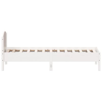 vidaXL Bed Frame with Headboard White 75x190 cm Small Single Solid Wood Pine