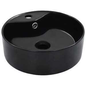 vidaXL Wash Basin with Overflow 36x13 cm Ceramic Black