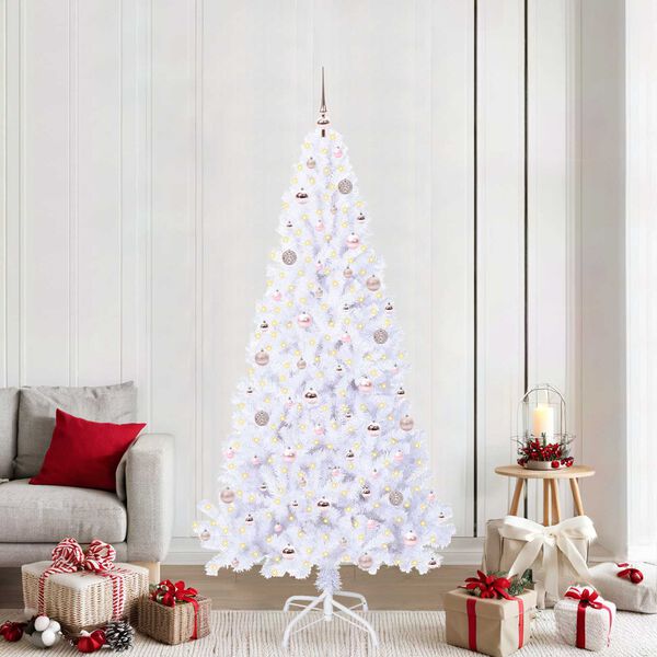 vidaXL Artificial Christmas Tree with Stand White 210 cm PVC and Steel