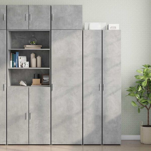 vidaXL Slim Storage Cabinet Concrete Grey 50x42.5x225 cm Engineered Wood