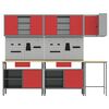 vidaXL Work Cabinet Set with Drawer with Shelf 10 pcs Red and Grey