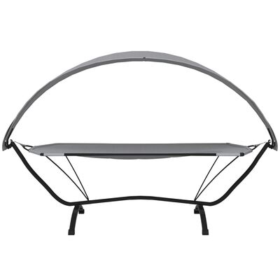 vidaXL Outdoor Lounge Bed with Canopy Grey Steel and Oxford Fabric