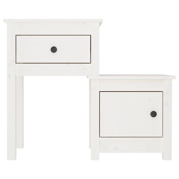 vidaXL Bedside Cabinet White 79.5x38x65.5 cm Solid Wood Pine