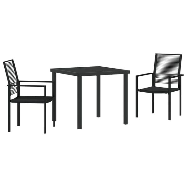 vidaXL Garden Dining Set 3 pcs Black PVC rattan