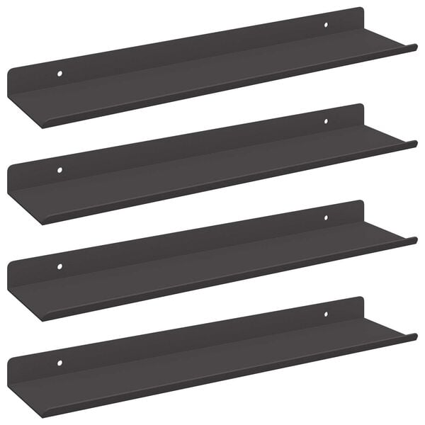 vidaXL Floating Shelf Wall-mounted 4 pcs Black 40 x 9 x 2.5 cm Steel
