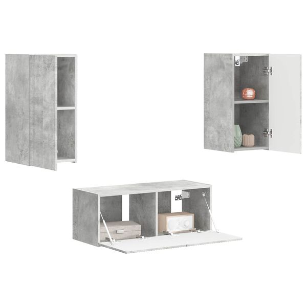vidaXL TV Cabinet Set Wall-mounted 2 pcs Concrete Grey Engineered Wood