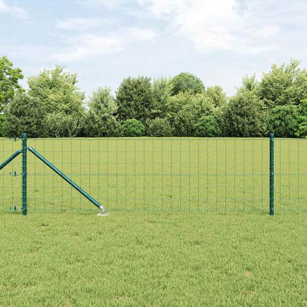 vidaXL Fence with Posts Green 0.6 x 25 m Steel