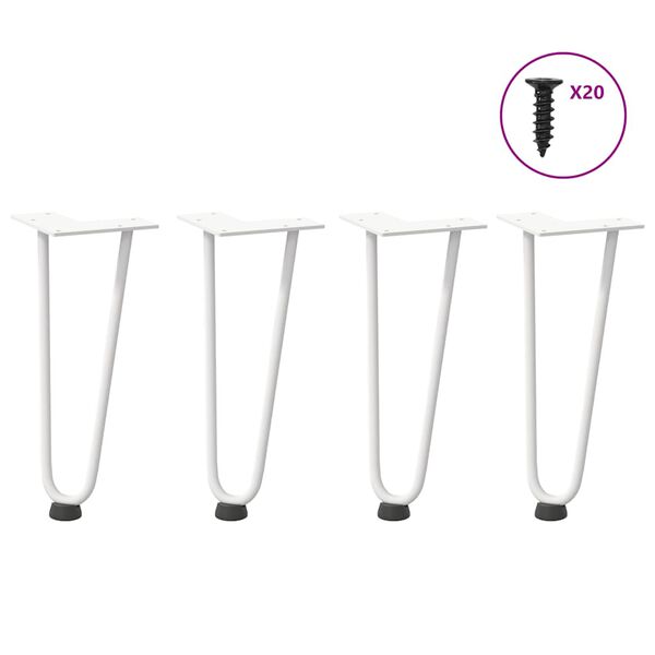 vidaXL Hairpin Legs for Coffee Table 4 pcs White 30 cm Solid Steel