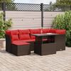 vidaXL 7 Piece Garden Sofa Set with Cushions Brown Poly Rattan Acacia