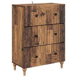 vidaXL Drawer Cabinet Old Wood 66 x 34.5 x 90 cm Engineered Wood