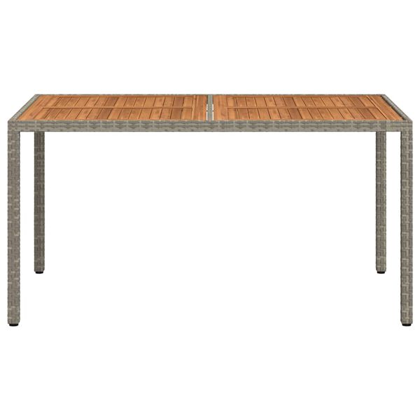 vidaXL Garden Table 150x90x75 cm Poly Rattan and Acacia Wood Grey