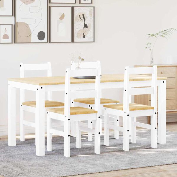 vidaXL 5 Piece Dining Set Panama White Solid Wood Pine
