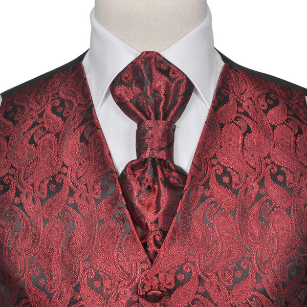 Men's Paisley Wedding Waistcoat Set Size 54 Burgundy