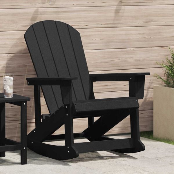 vidaXL Adirondack Rocking Chair Black 92 x 73.5 x 92 cm HDPE