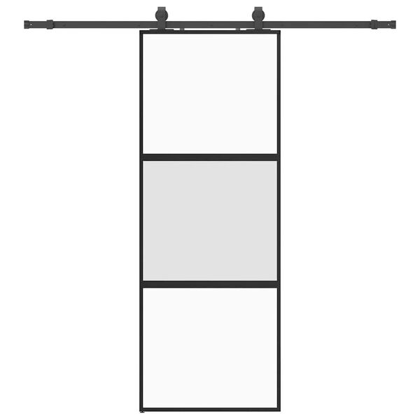 vidaXL Sliding Door with Hardware Set Black 76x205 cm Tempered Glass
