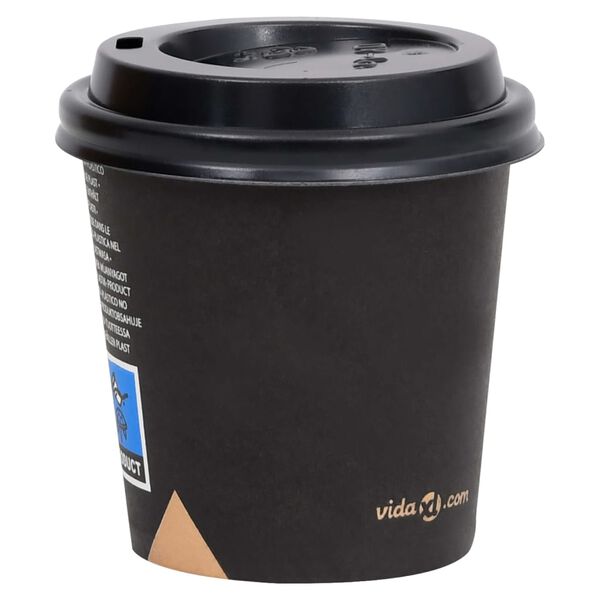 vidaXL Coffee Paper Cups with Lids 120 ml 100 pcs Black