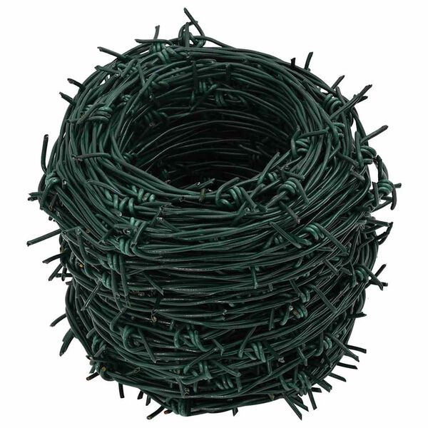 vidaXL Barbed Wire Green 50 m PVC-coated Steel