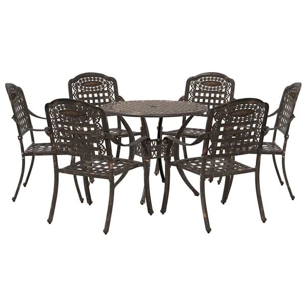 vidaXL Garden Dining Set 7 pcs Bronze Aluminium