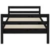 vidaXL Bed Frame without Mattress Black 75x190 cm Small Single Solid Wood Pine