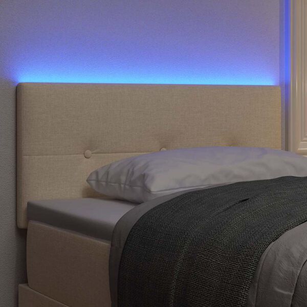 vidaXL LED Headboard with LED Strip Lights Cream 100 cm Polyester