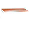vidaXL Manual Retractable Awning with LED 600x350 cm Orange and Brown
