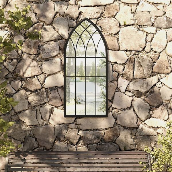 vidaXL Garden Mirror Black 100x45 cm Iron for Outdoor Use
