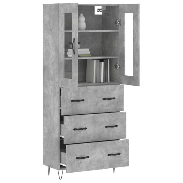 vidaXL Highboard Concrete Grey 69.5x34x180 cm Engineered Wood