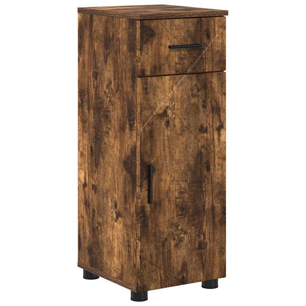 vidaXL Bathroom Cabinet with Drawer Smoked Oak 30 x 35 x 80 cm