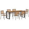 vidaXL Garden Dining Set 7 pcs Grey and Brown Poly Rattan